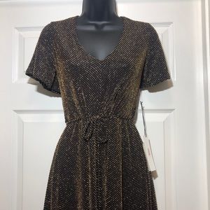 June & Hudson Gold & Black Dress Juniors Size L